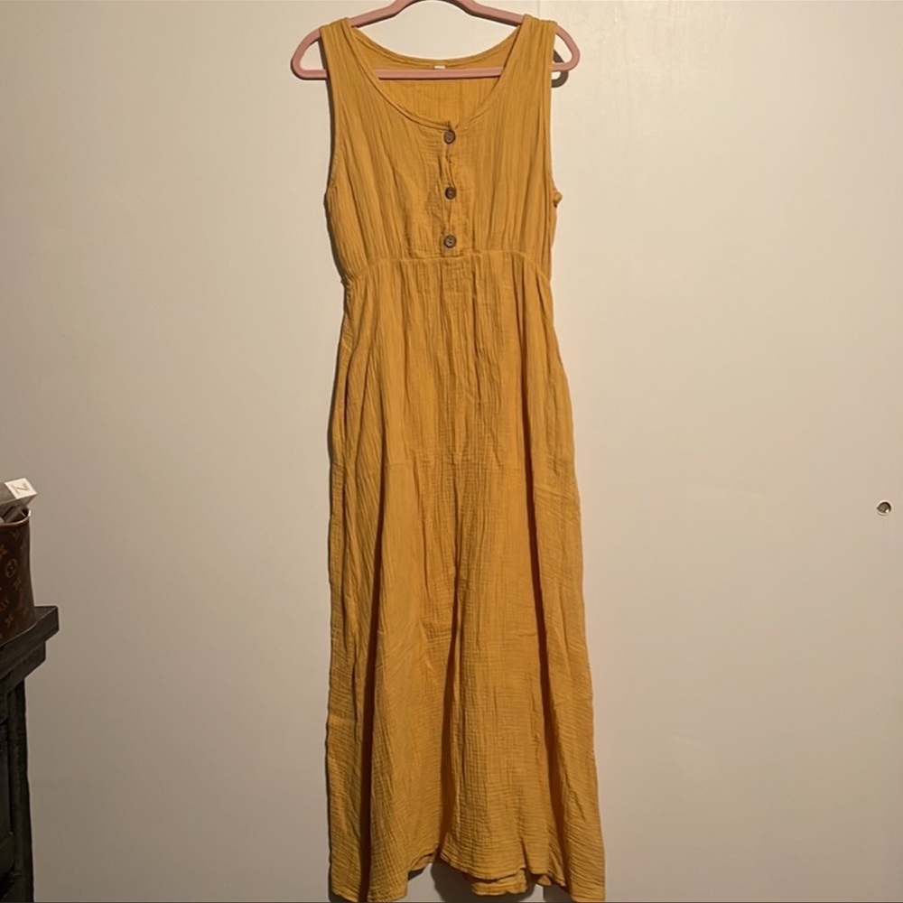 Mustard Yellow Cotton Maxi Dress
